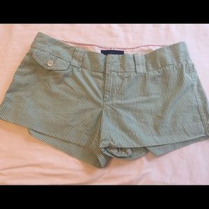 American Eagle Green White Pinstripe Shorts